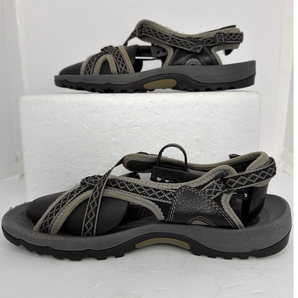 Lands' End Womens Sport Sandals Black Gray Strappy Hiking Shoes 359588 Size 9B